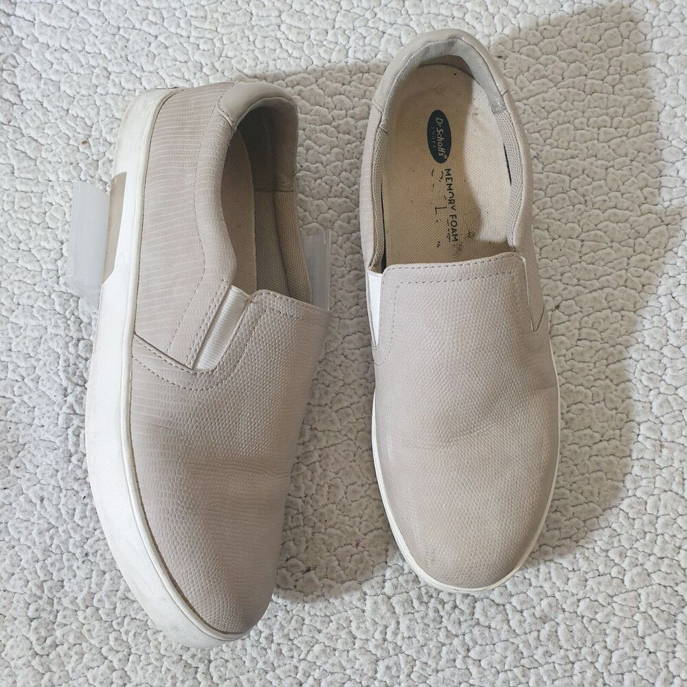Dr Scholls Womens Sneakers Gray White Solid Memory Foam Round Toe Slip On 9M
